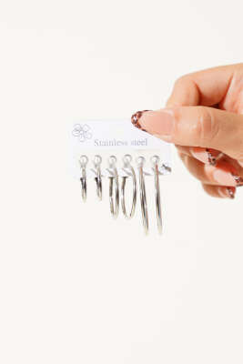 6'li Kombin Halka Küpe Gümüş - KONYALI BİJUTERİ