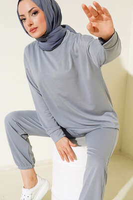 Arma Detaylı İkili Takım Gri - YAZGI TEKSTİL