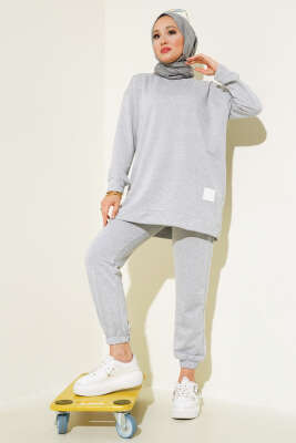 Arma Detaylı İkili Takım Melanj Gri - YAZGI TEKSTİL