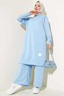 Armalı Bol Paça İkili Takım Mavi