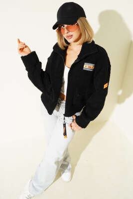 Armalı Buklet Kısa Ceket Siyah