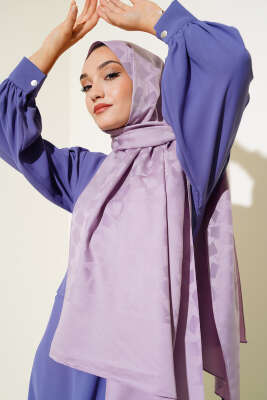 Asimetrik Desen Jakar Şal Lila - 25 - ŞEHRİ ŞAL