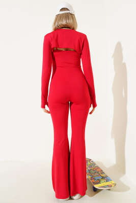 Askılı Scuba Tulum Kırmızı - Yeni Giyim