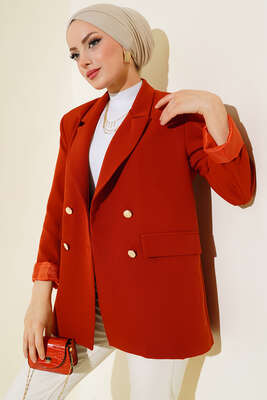 Astarlı Blazer Ceket Kiremit 