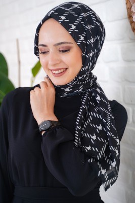 Asu Serisi Siyah Tülbent Şal