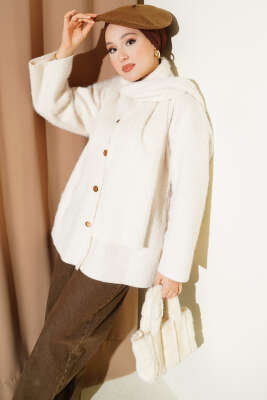Atkılı Sakallı Ceket Ekru