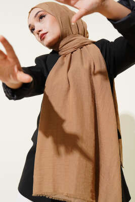 Aya Serisi İnce Pamuk Şal Camel -28