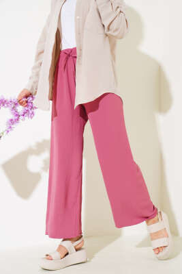 Ayrobin Beli Lastikli Pantolon Gül Kurusu 