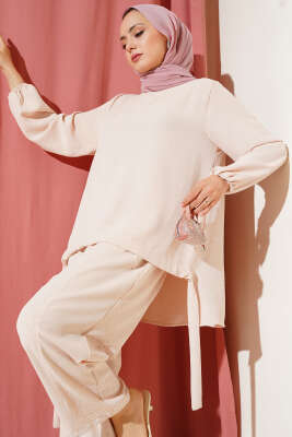 Ayrobin Şalvarlı İkili Takım Bej - TEGOE