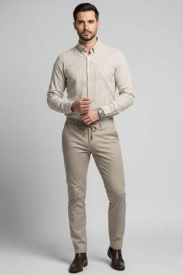 Bağcıklı Jogger Erkek Pantolon Bej - Erkek Pantolon