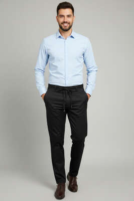 Bağcıklı Jogger Erkek Pantolon Siyah - Erkek Pantolon