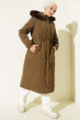 Baklava Kapitone Bel Tünelli Uzun Mont Kahve - AYSEMA