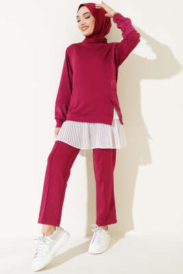 Batik Detaylı İkili Takım Bordo