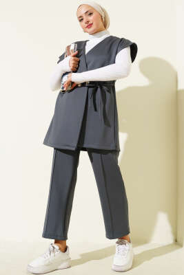 Bel Bağcıklı Scuba Yelekli İkili Takım Füme 