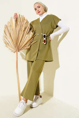 Bel Bağcıklı Scuba Yelekli İkili Takım Haki 