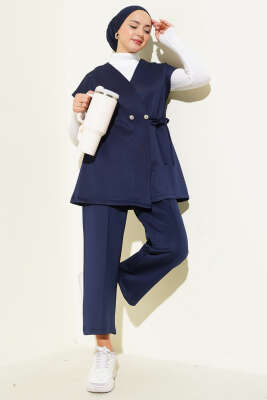 Bel Bağcıklı Scuba Yelekli İkili Takım Lacivert 