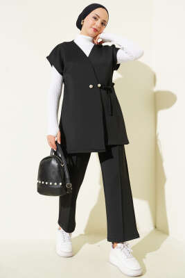 Bel Bağcıklı Scuba Yelekli İkili Takım Siyah 