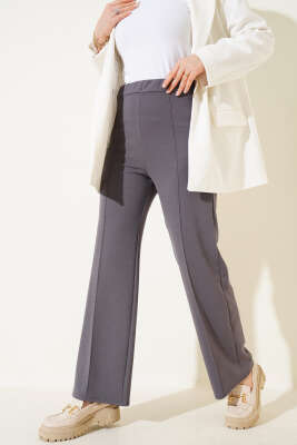 Bel Lastikli Çımalı Pantolon Füme 