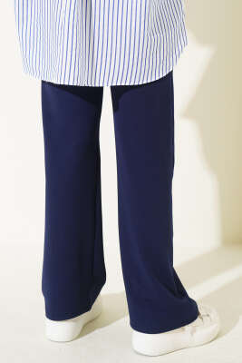 Bel Lastikli Çımalı Pantolon Lacivert - Pantolon