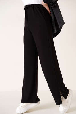 Bel Lastikli Fitilli Pantolon Siyah