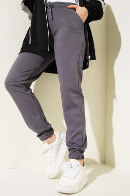Bel Lastikli İpli Jogger Pantolon Füme - Pantolon