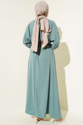 Bel Lastikli Kuşaklı Ayrobin Elbise Çağla Yeşili - Elbise