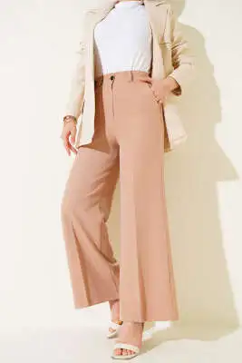 Bel Lastikli Palazzo Kumaş Pantolon Latte - ZAZA