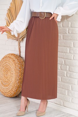 Bel Lastikli Piliseli Tarçın Etek