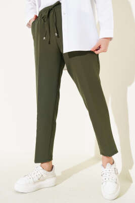 Beli Lastikli Dar Paça Pantolon Haki