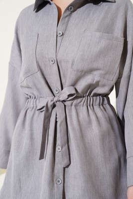 Beli Lastikli Göğüs Cepli İkili Takım Gri - İkili Takım