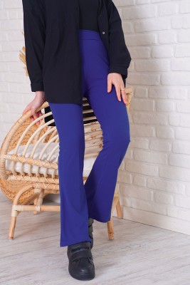 Beli Lastikli İspanyol Paça Saks Pantolon