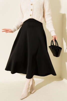 Beli Lastikli Kloş Scuba Etek Siyah - SAS