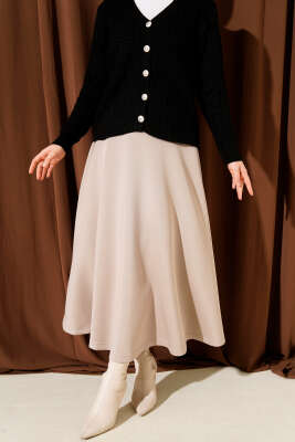 Beli Lastikli Kloş Scuba Etek Vizon - SAS