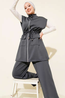 Beli Tünelli Yelekli Scuba İkili Takım Füme