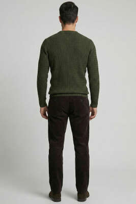 Bisiklet Yaka Örme Triko Erkek Kazak Haki - Erkek Kazak