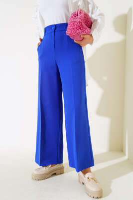 Bol Paça Kumaş Pantolon Saks - UKBE