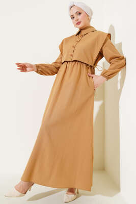 Bolerolu Terikoton Elbise Latte 