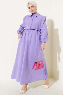 Bolerolu Terikoton Elbise Lila 