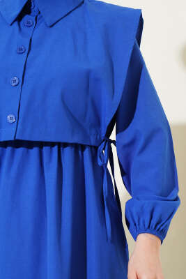 Bolerolu Terikoton Elbise Saks - Elbise