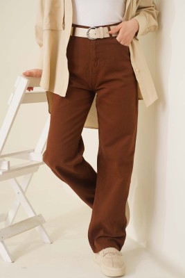 Boru Paça Kahve Jean Pantolon 