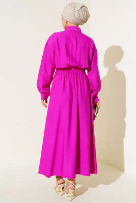 Boy Düğmeli Çift Cepli Elbise Menekşe - Elbise