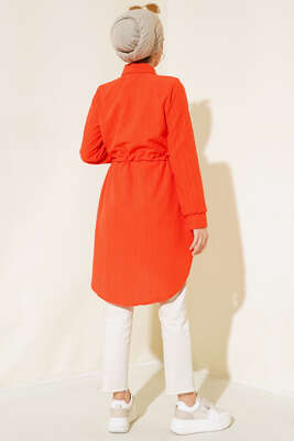 Boydan Gizli Düğmeli Tunik Oranj - Tunik