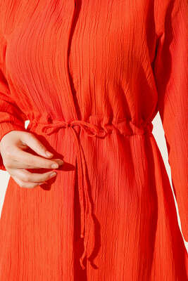 Boydan Gizli Düğmeli Tunik Oranj - Tunik