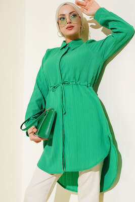 Boydan Gizli Düğmeli Tunik Yeşil 
