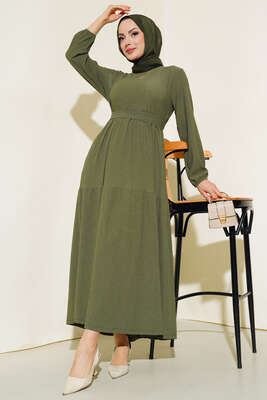 Bürümcük Kat Kat Elbise Haki 