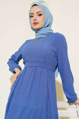 Bürümcük Kat Kat Elbise İndigo - Elbise