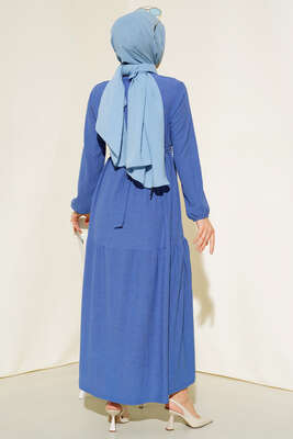 Bürümcük Kat Kat Elbise İndigo - Elbise