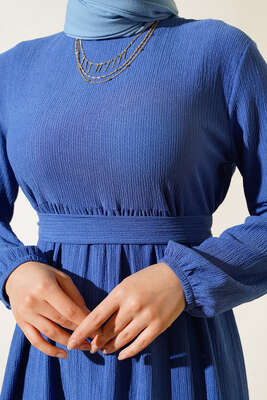 Bürümcük Kat Kat Elbise İndigo - Elbise