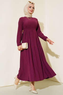 Bürümcük Kat Kat Elbise Mürdüm 