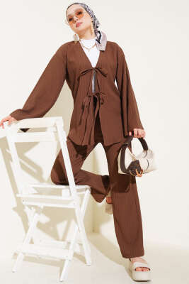 Bürümcük Önü İp Bağcıklı İkili Takım Kahve